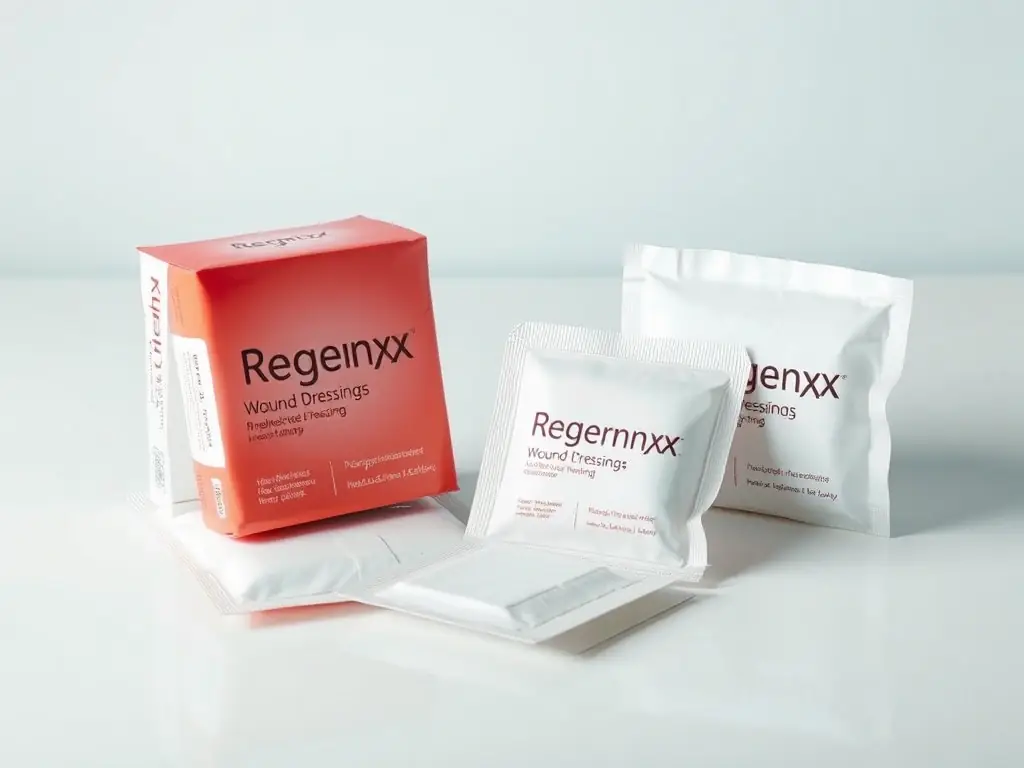 An image of Regenxx Wound Dressings, showcasing their breathable, non-adhesive design and the protective barrier they provide against infection.