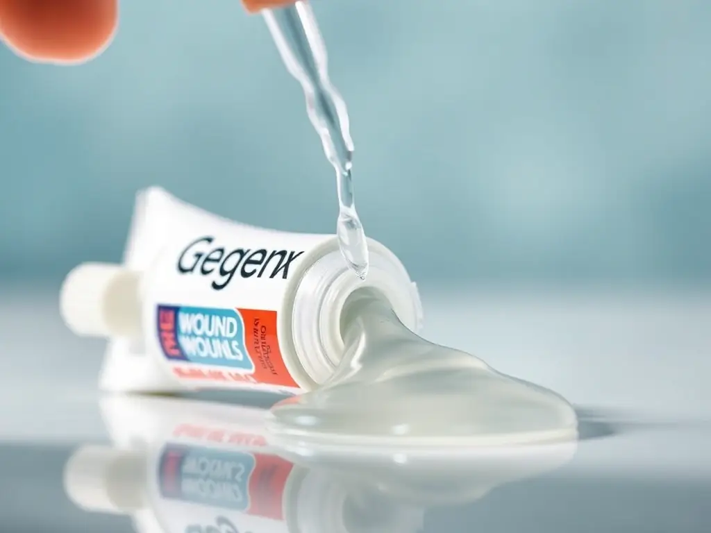 A close-up shot of Regenxx Wound Gel, highlighting its clear, soothing texture and the advanced formula designed to promote rapid healing.